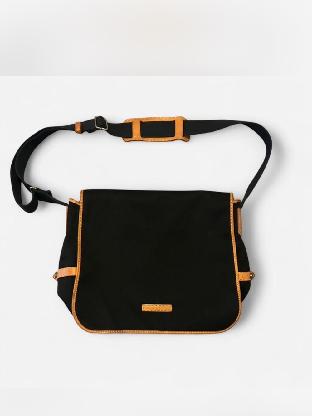 Dooney & Bourke Black Messenger with Tan Trim